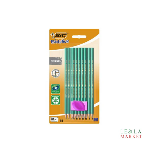 Crayon HB Bic evolution x15 +1 gomme – Image 2
