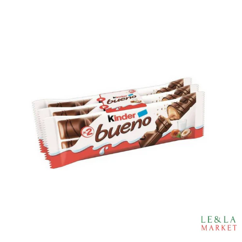 Kinder Bueno gaufrettes enrobées de chocolat au lait, fourrées lait et noisettes broyées 3x43g – Image 2