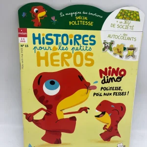 Livre d’activité magazines Histoires pour les petits NiNo le dino modèle politesse poil aux fesses ! Avec son jeu d’émotion spécial politesse neuf