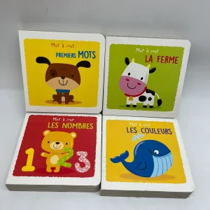 Lot de 4 livres à toucher imagiers livres tout cartonnés Neuf