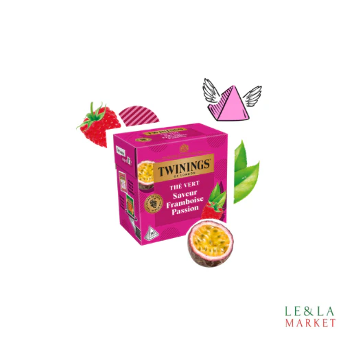 Thé vert saveur framboise passion Twinings 20 sachets 32g – Image 2