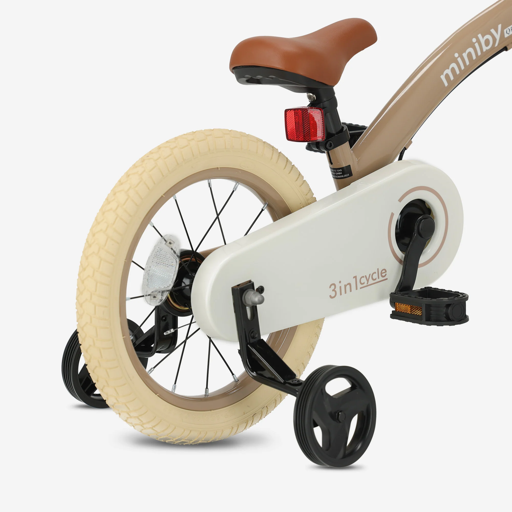 Qplay Miniby Kinderfiets 14 inch - 3 in 1 - loopfiets - Mocha – Image 8