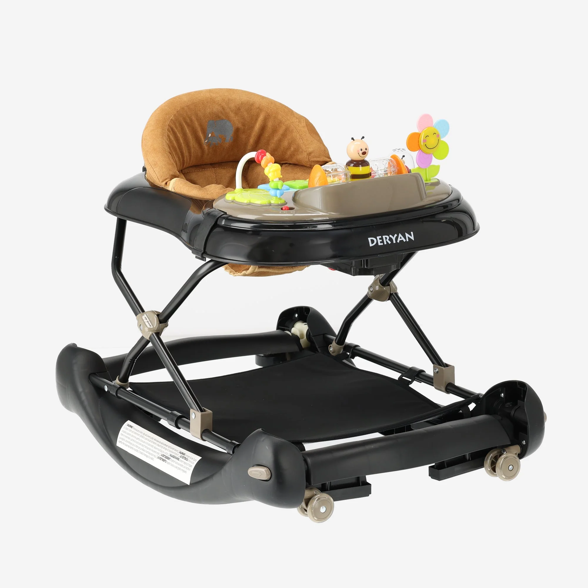 Deryan Poussette 4-en-1 de luxe - Fonction bascule - Comprend un jeu et un plateau - pliable - Noir & Nougat – Image 9
