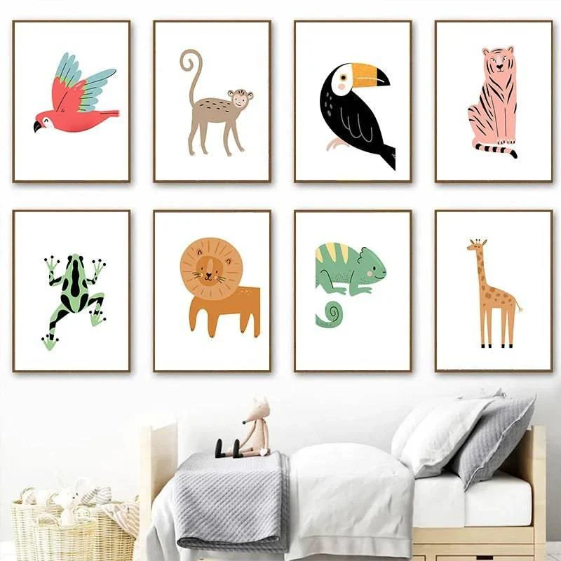 Affiches Animaux sauvages colorés