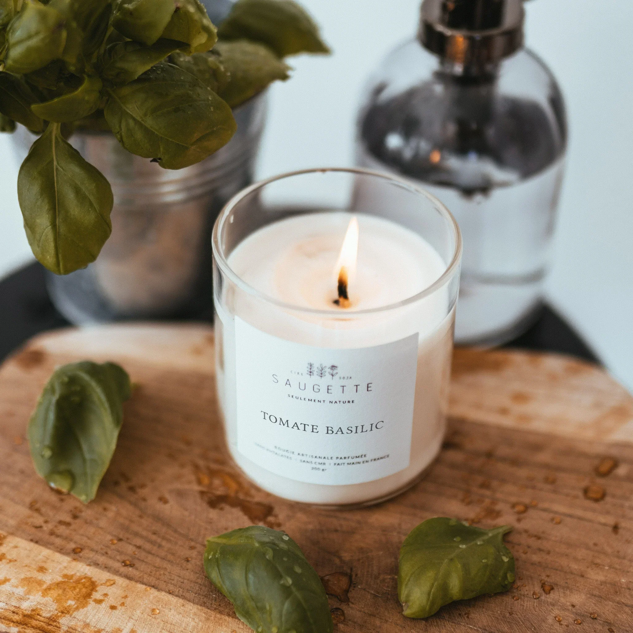 Bougie Artisanale Parfumée Tomate Basilic - Saugette – Image 2