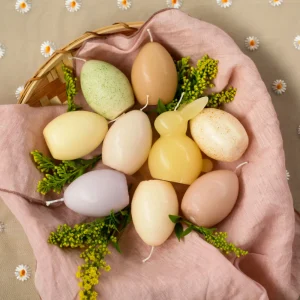 4 Bougies Artisanales Œufs de Pâques - 2 Coloris