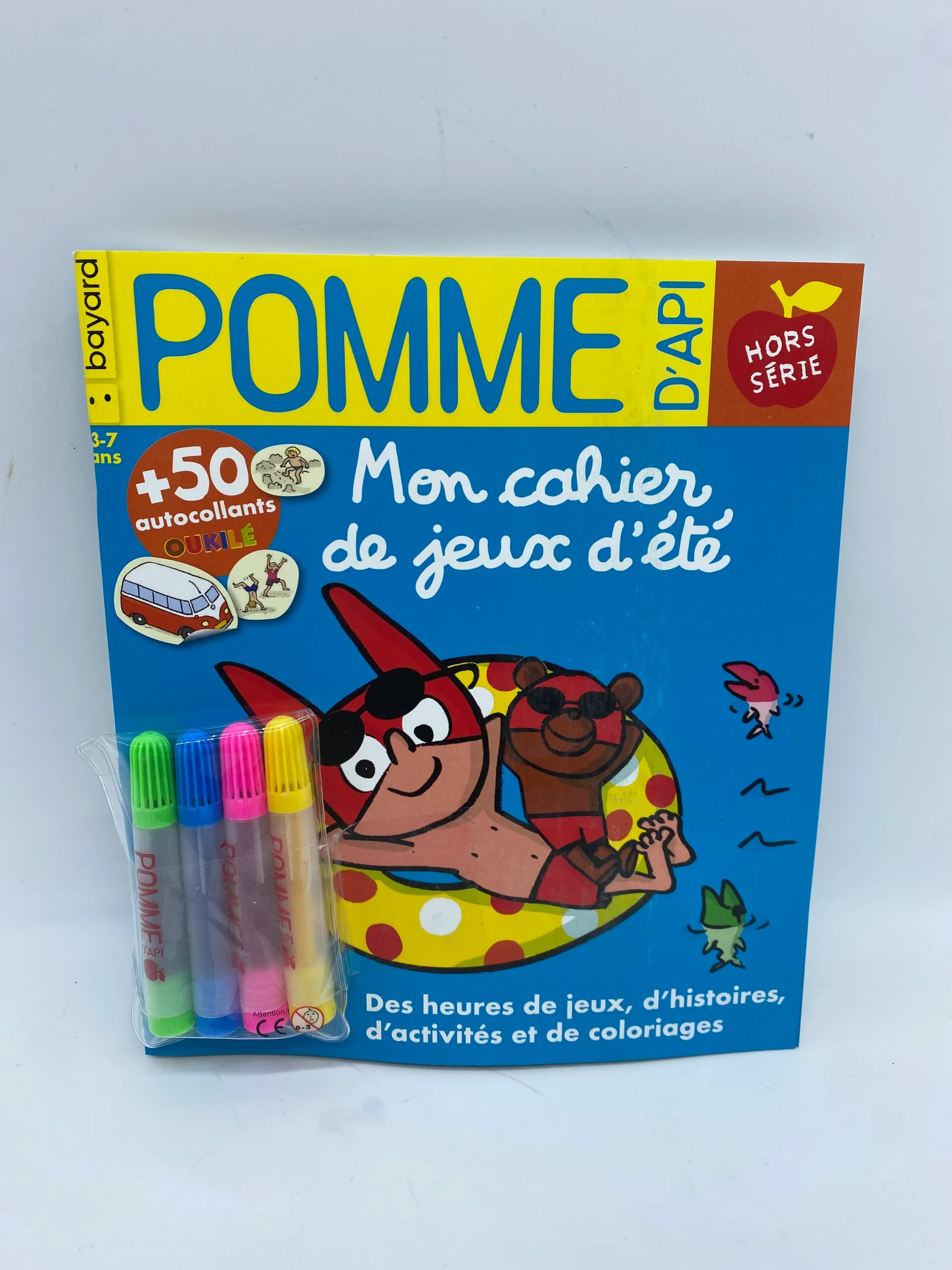 Livre d’activité Magazine Pomme d’api mon cahier jeux d’été avec ses feutres Neuf – Image 2