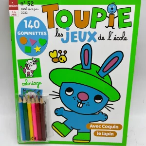 Livre d’activité Magazine TOUPIE les jeux de l’école avec ses 175 gommettes Coco le lapin Neuf