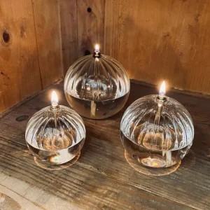 Lampe à Huile en Verre - Sphère Striée