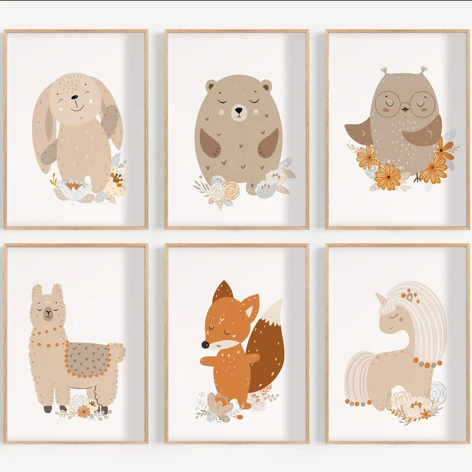 Affiches animaux pour enfants beige – Image 2