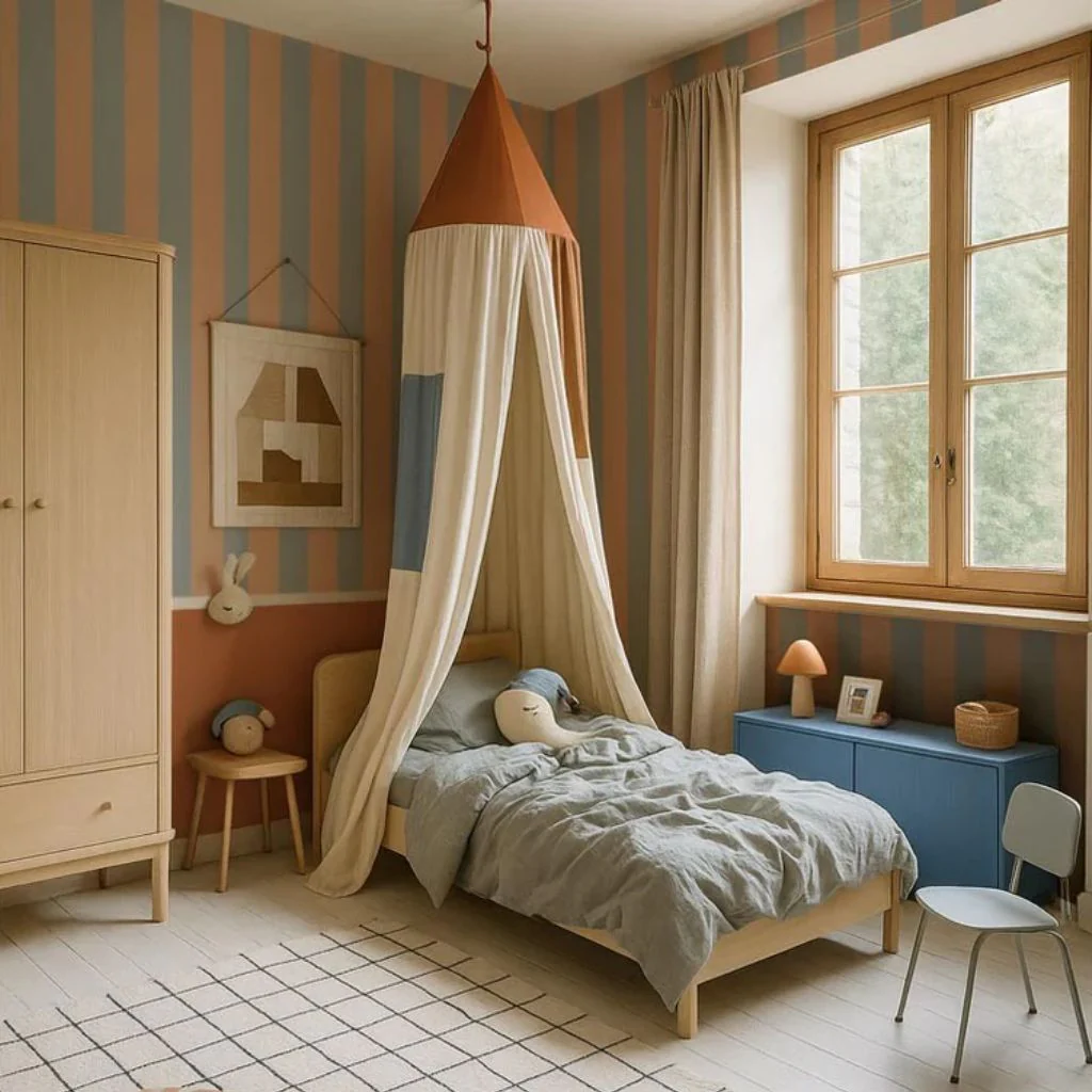 Papier Peint Intissé Rayures Bleu Gris – Style Moderne & Scandinave – Image 2